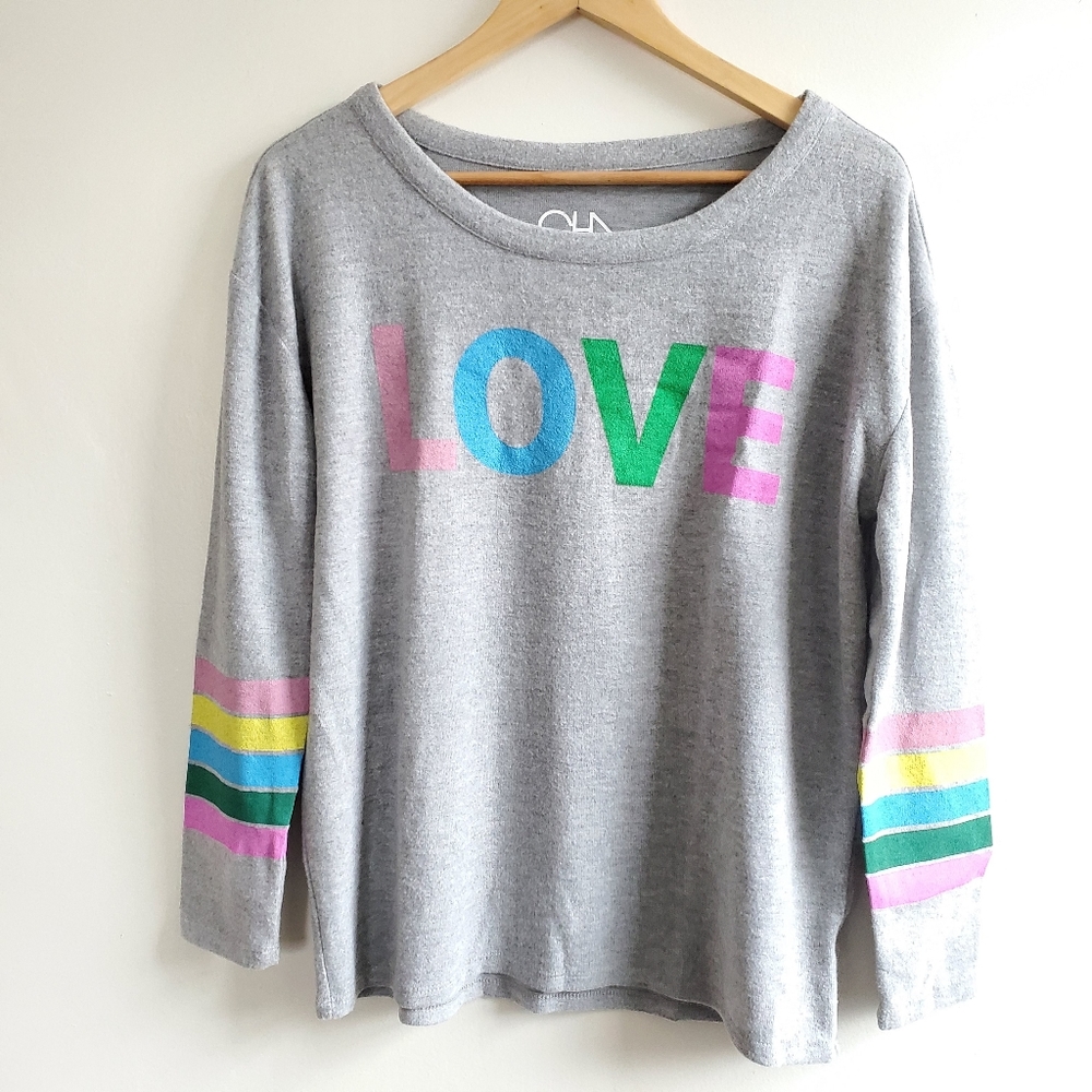 New Chaser Rainbow Stripe Love Knit Pullover Sweatshirt - Picture 6 of 10